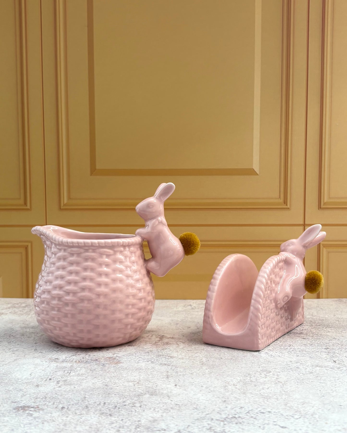 Set de Cremera y Servilletero  de cerámica Pascua