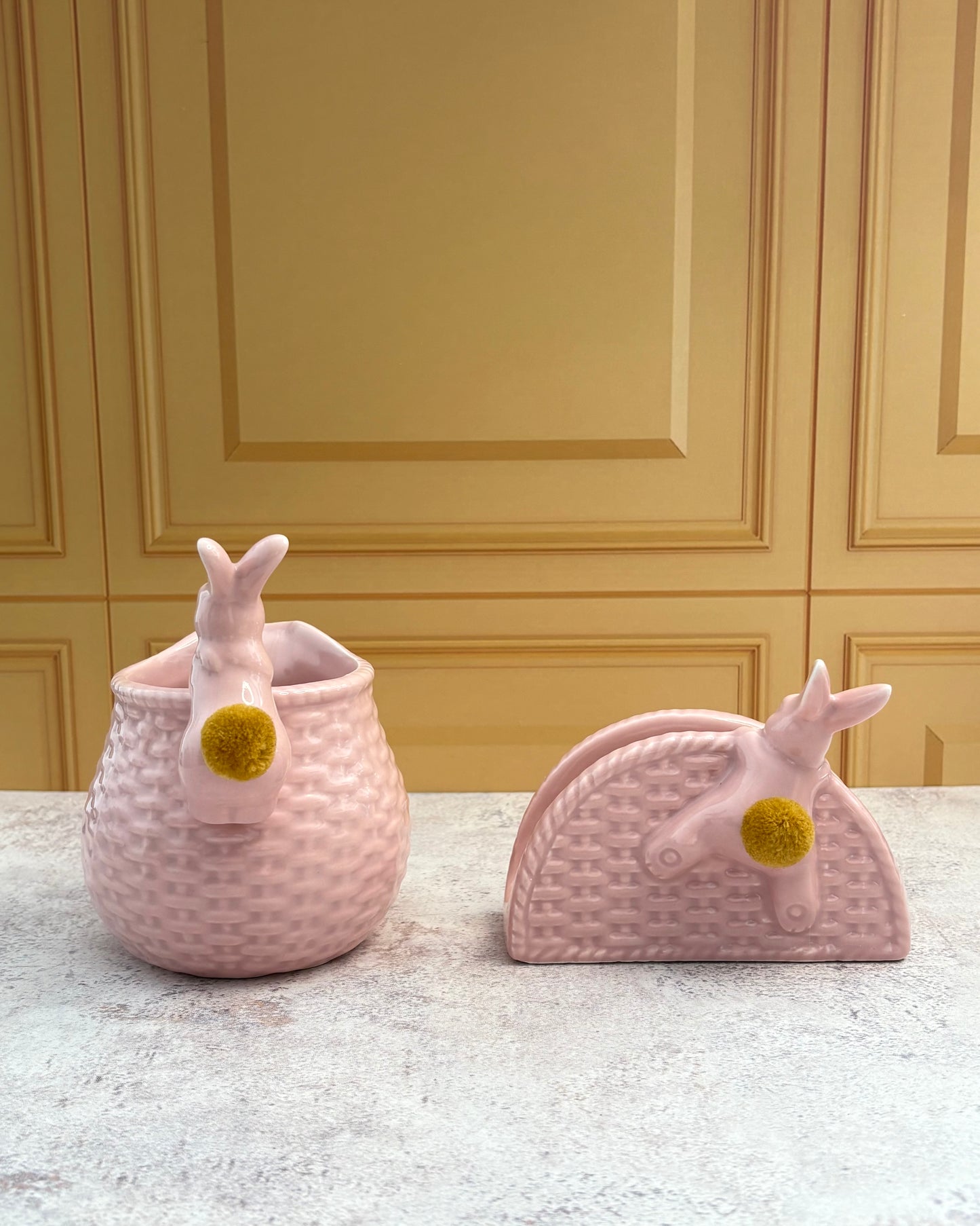 Set de Cremera y Servilletero  de cerámica Pascua