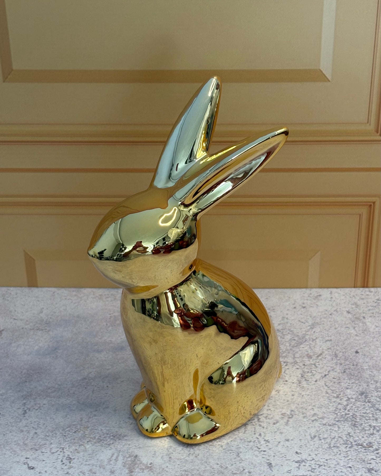 Figura decorativa de cerámica Conejo de Pascua Golden