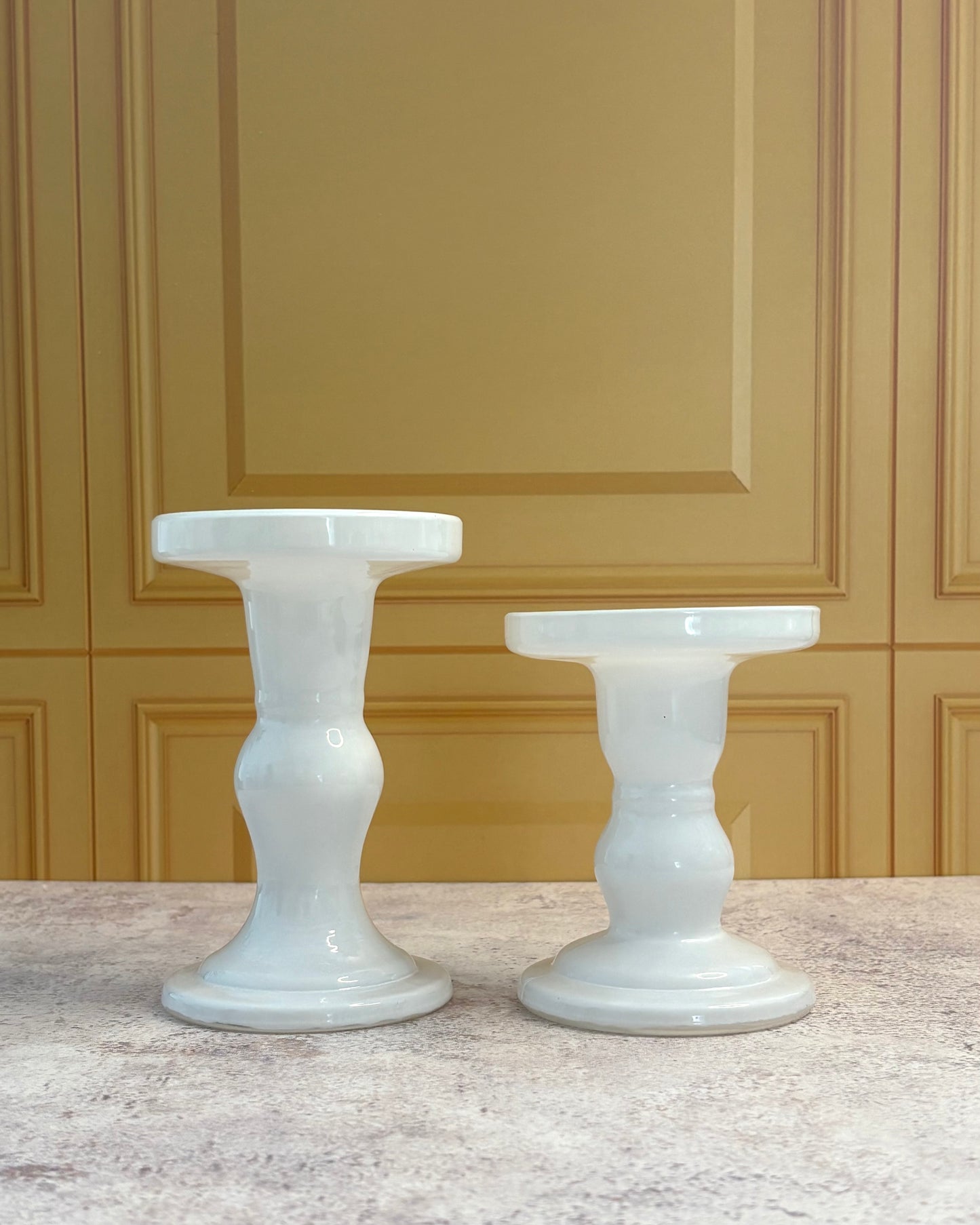 Set de candelabros de vidrio
