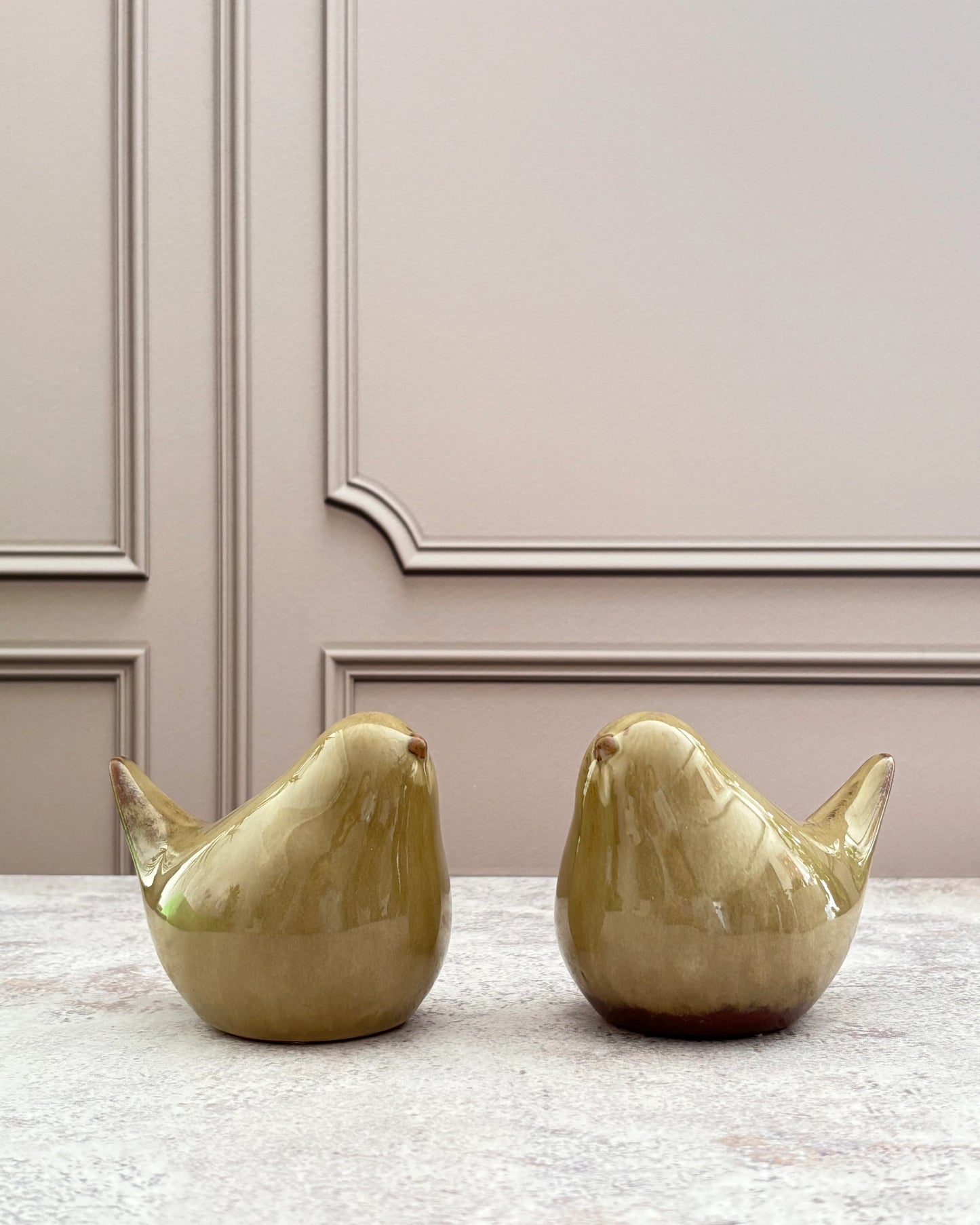 Set de figuras decorativas de cerámica en forma de ave