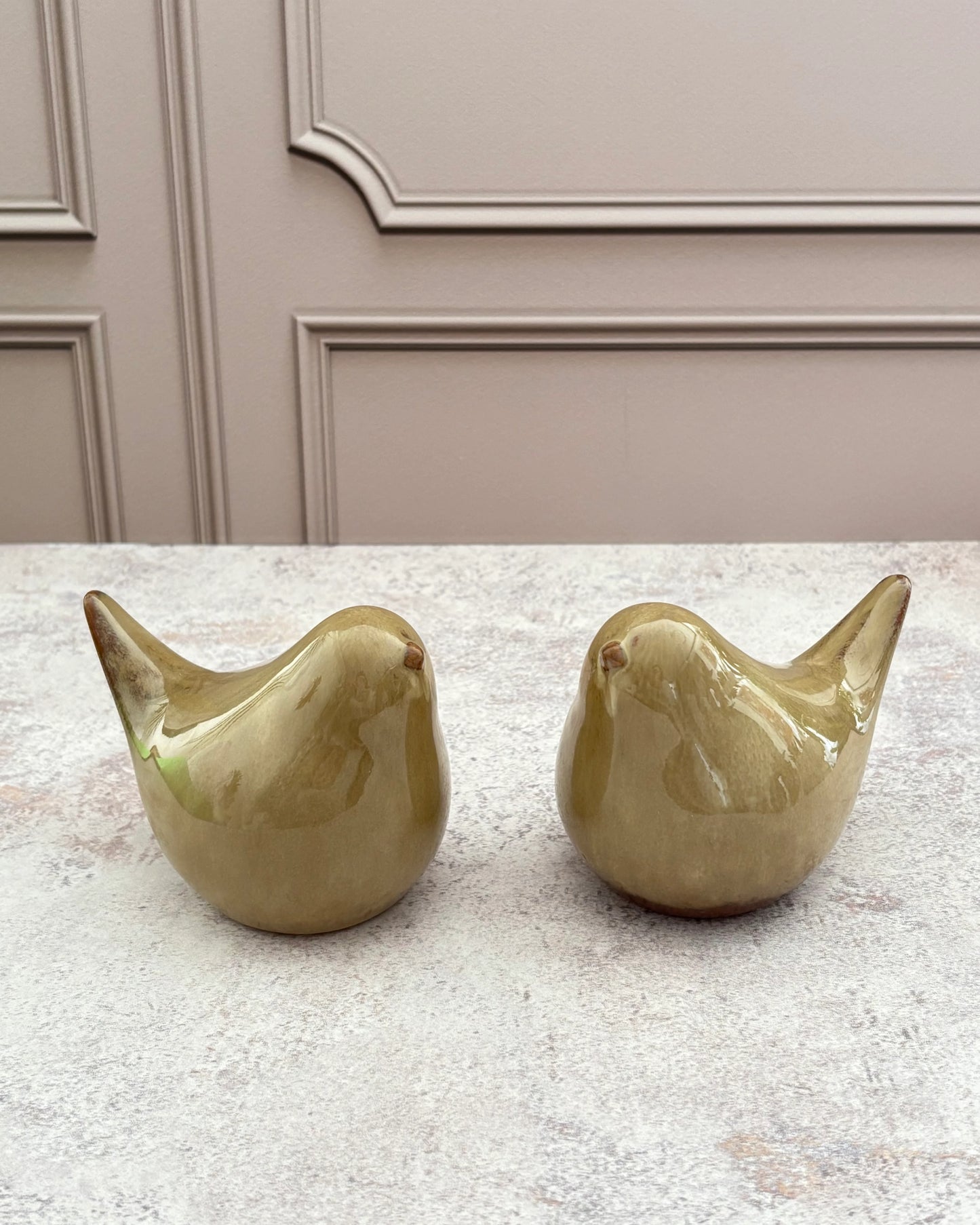 Set de figuras decorativas de cerámica en forma de ave