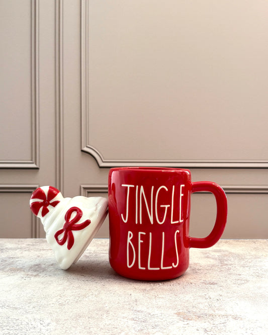 Taza Navideña con tapa Jingle Bells