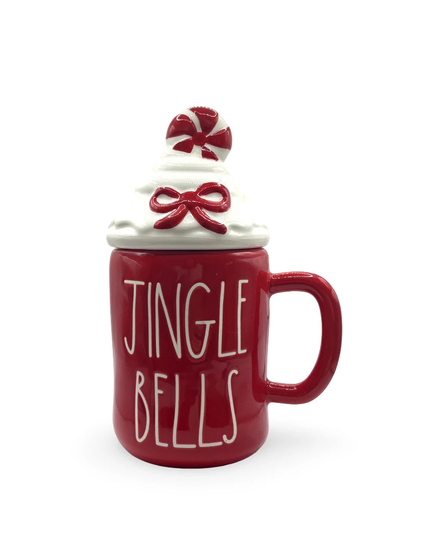 Taza Navideña con tapa Jingle Bells