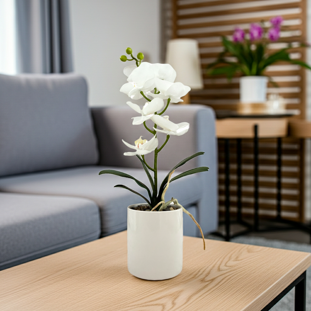Arreglo orquídea blanca artificial