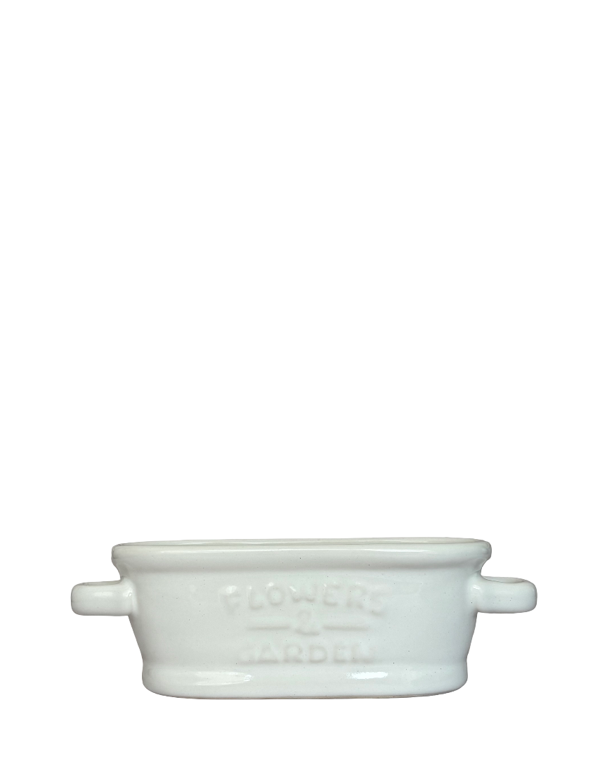 Maceta de cerámica Tina Vintage blanca