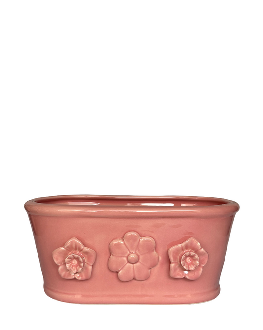 Maceta tina cerámica con flores 3D