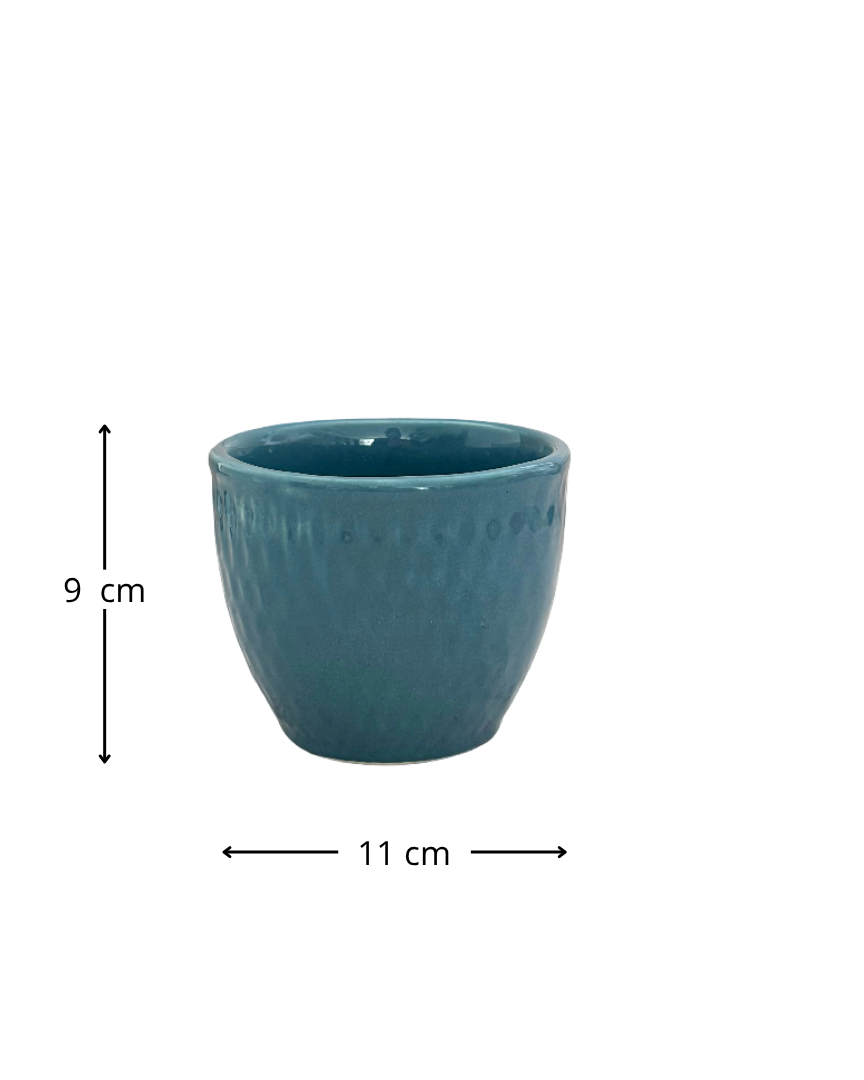 Maceta pequeña cerámica azul