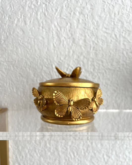 Joyero de resina dorado con mariposas