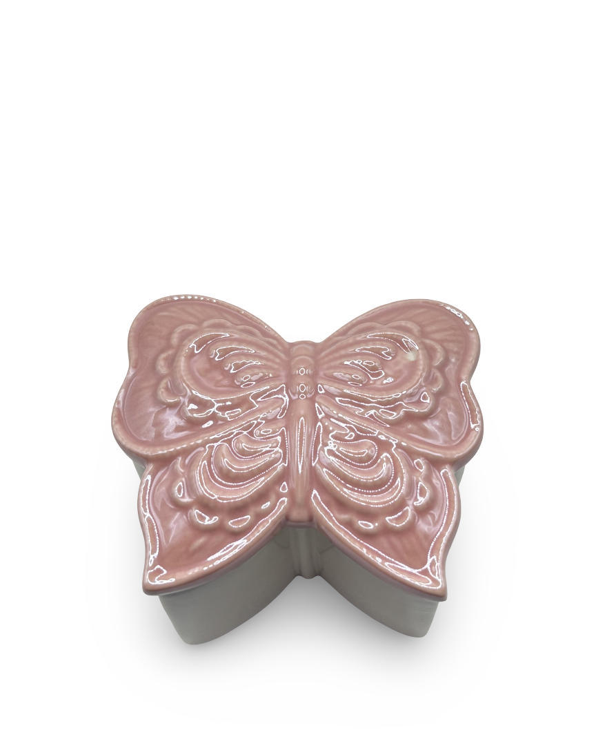 Joyero de cerámica con tapa en forma de mariposa