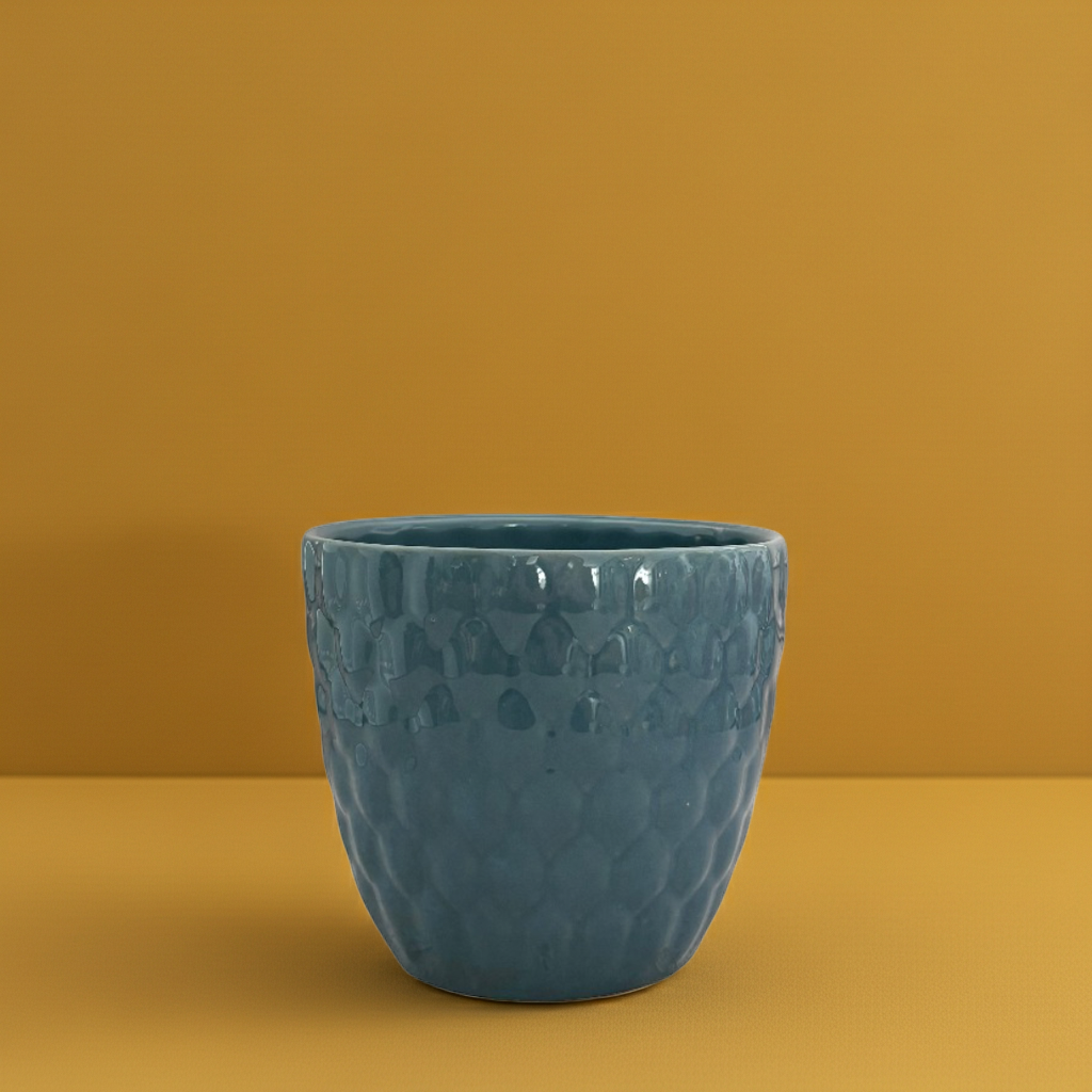 Maceta cerámica azul