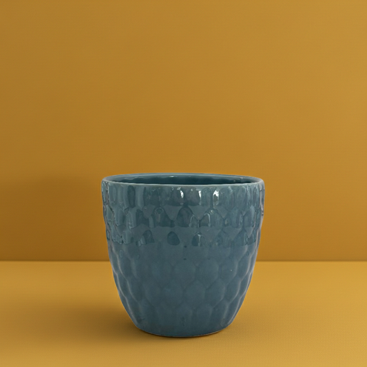 Maceta cerámica azul