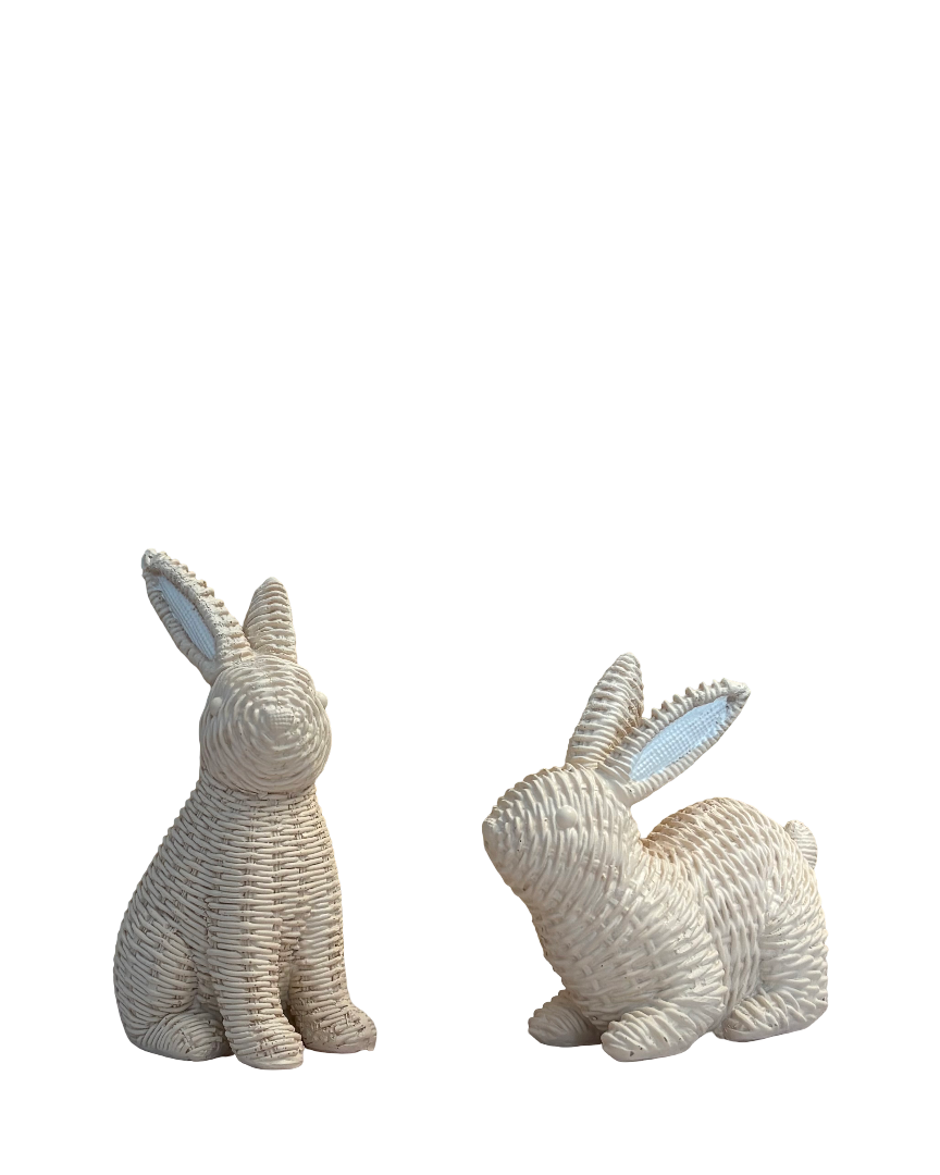 Set de figuras decorativas Conejos de Pascua de resina