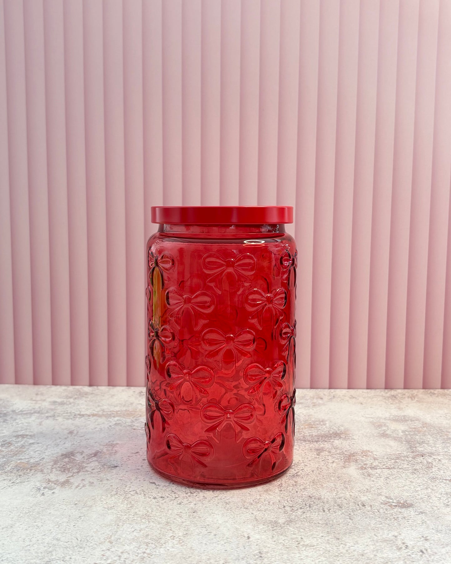 Contenedor de vidrio rojo Coquette