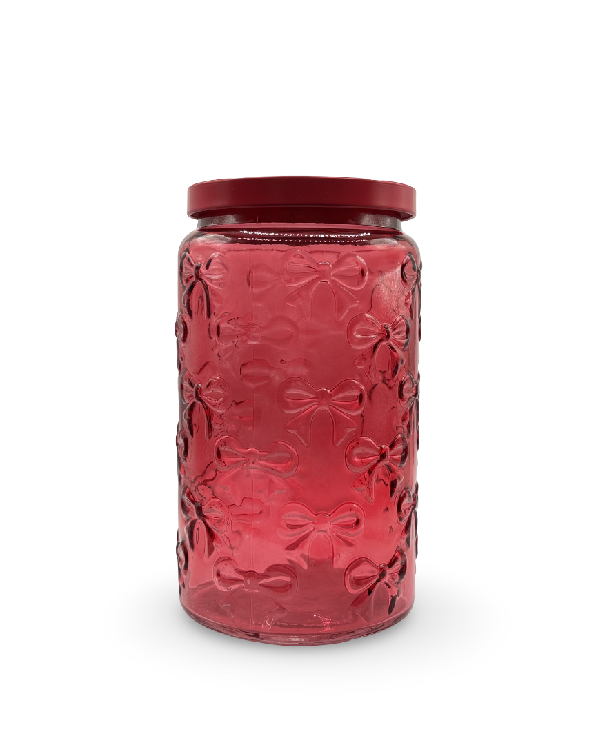 Contenedor de vidrio rojo Coquette