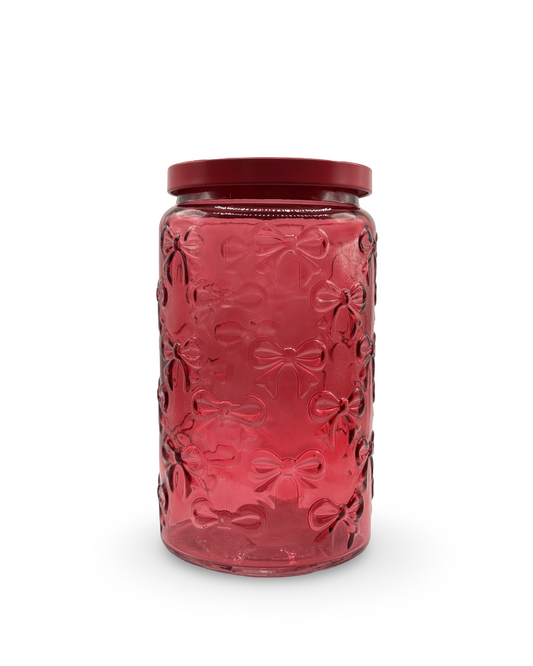 Contenedor de vidrio rojo Coquette