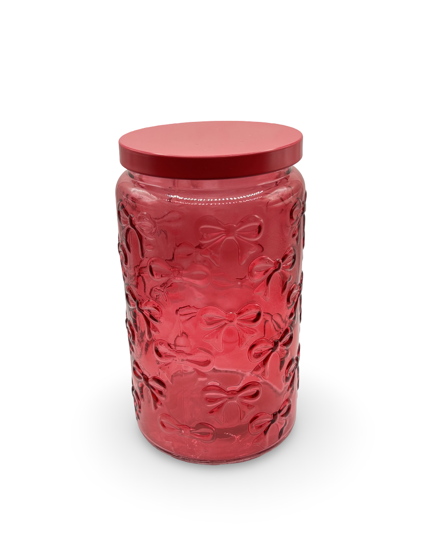 Contenedor de vidrio rojo Coquette