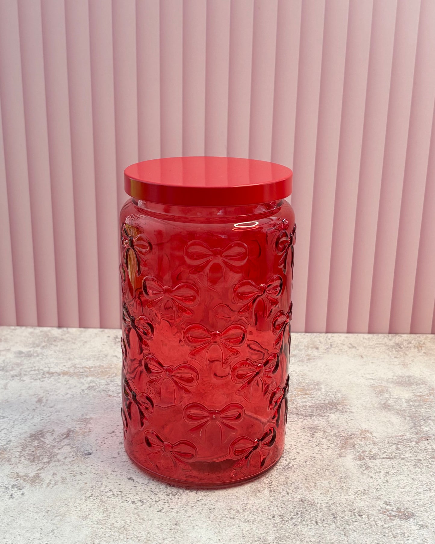 Contenedor de vidrio rojo Coquette