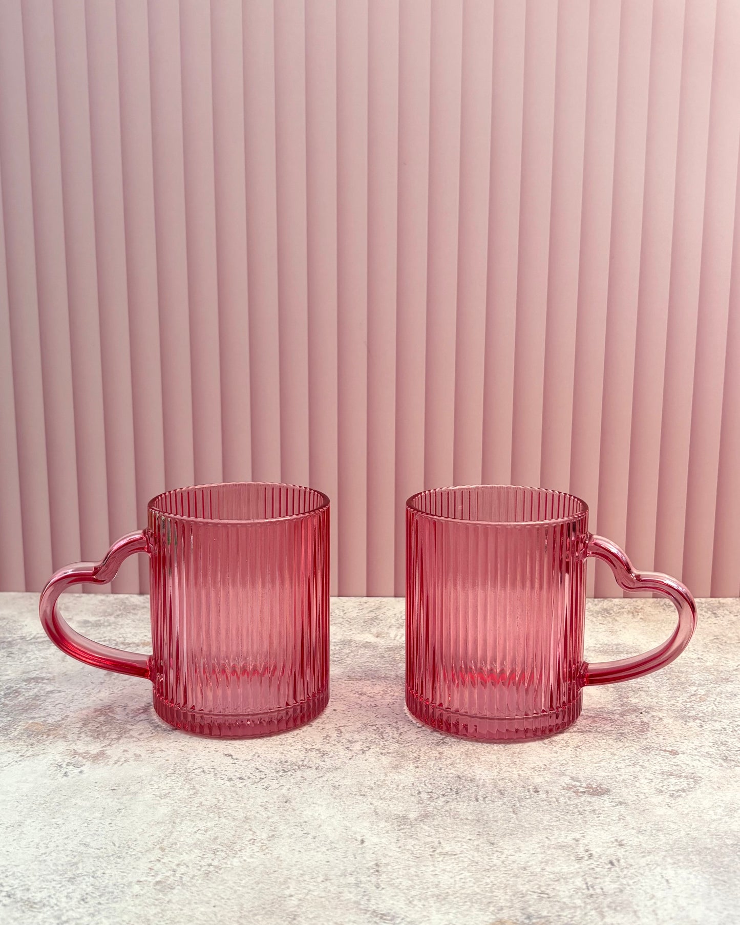 Set de tazas de vidrio rosa Mood Love