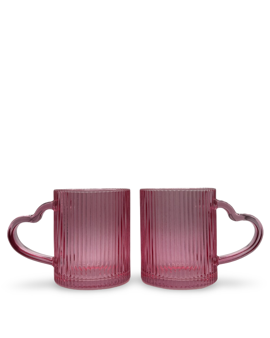 Set de tazas de vidrio rosa Mood Love