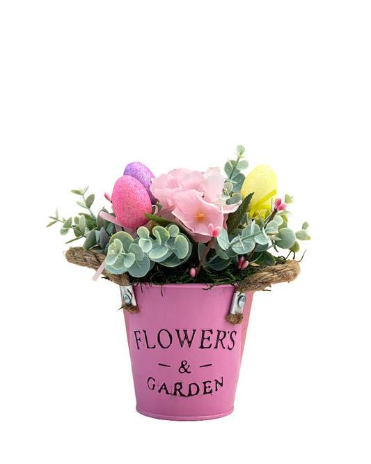 Centro de mesa Pascua Rose con follaje artificial