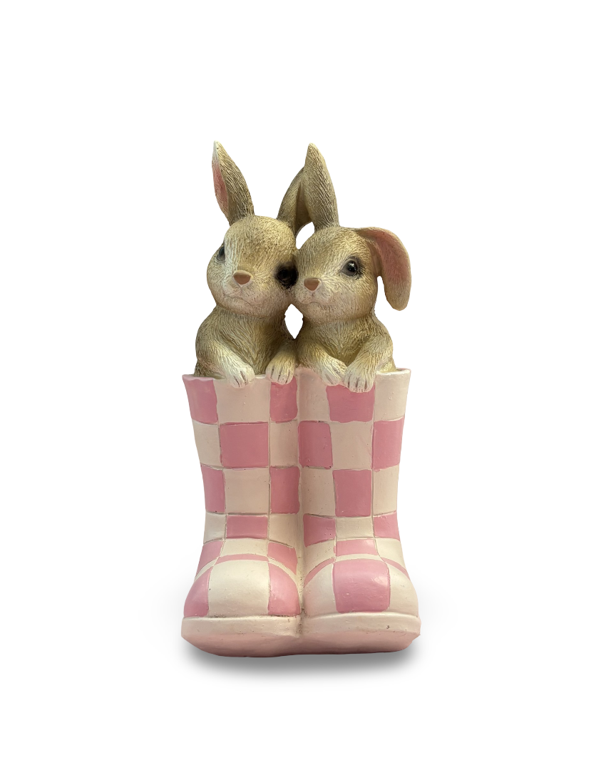 Figura decorativa de resina conejos de Pascua Rosette