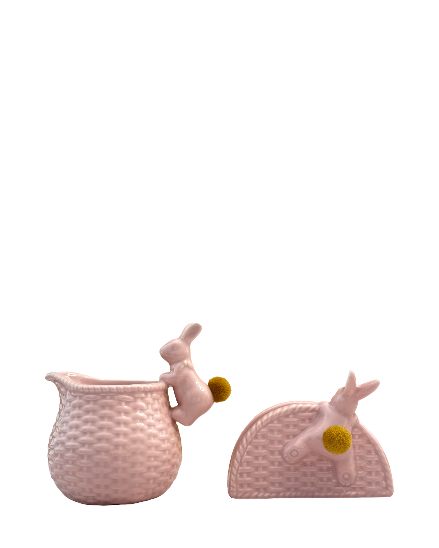 Set de Cremera y Servilletero  de cerámica Pascua