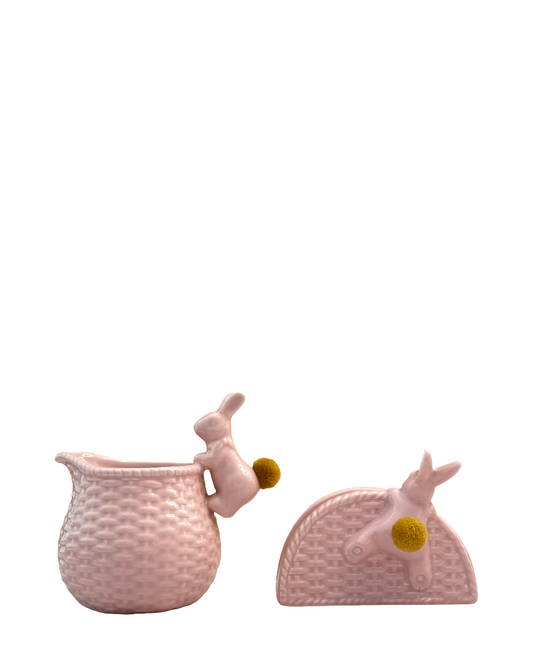 Set de Cremera y Servilletero  de cerámica Pascua