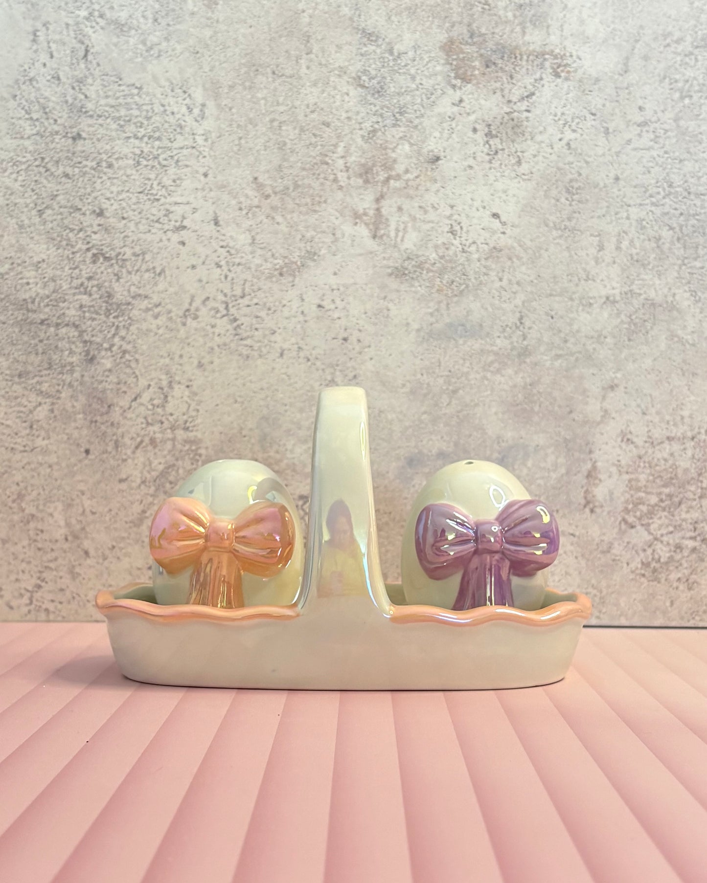 Juego de Salero y Pimentero en cerámica de Pascua Coquette