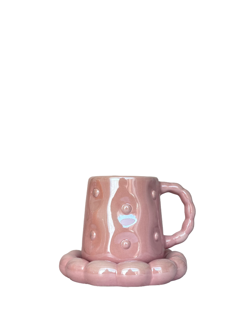 Set de taza y plato de cerámica Coquette