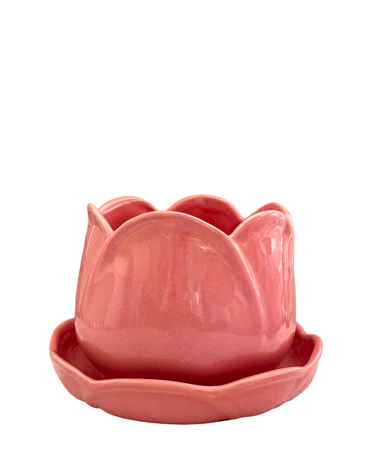 Maceta de cerámica Tulipán rosa
