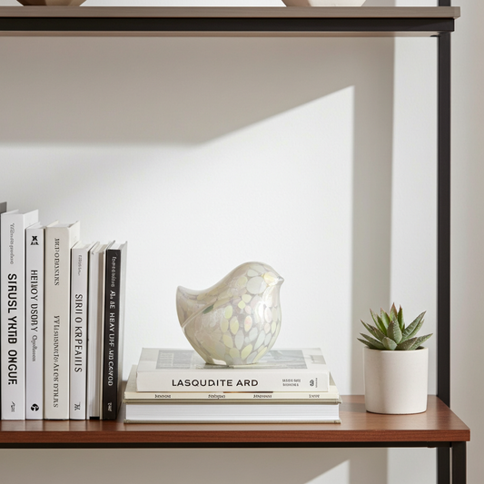 Figura decorativa de vidrio ave jaspeada