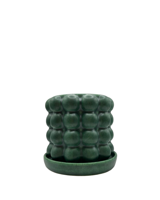 Maceta con plato verde chica Vola