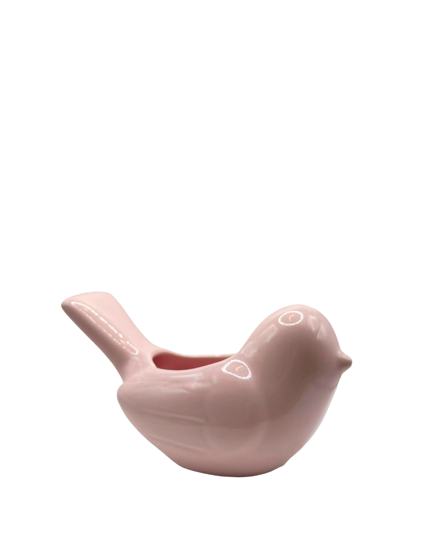 Maceta de cerámica rosa chica Pluma