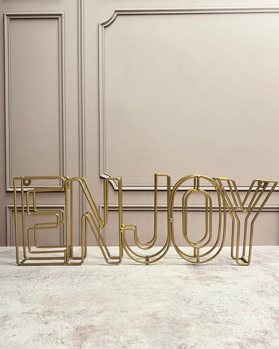 Letrero para pared de metal dorado Enjoy