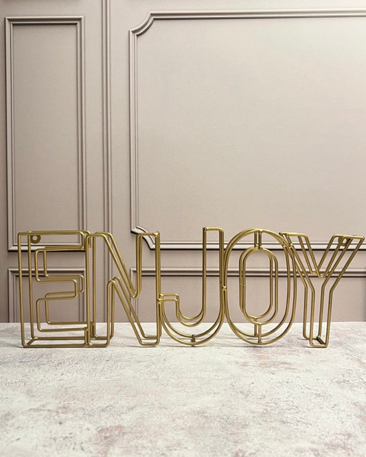 Letrero para pared de metal dorado Enjoy