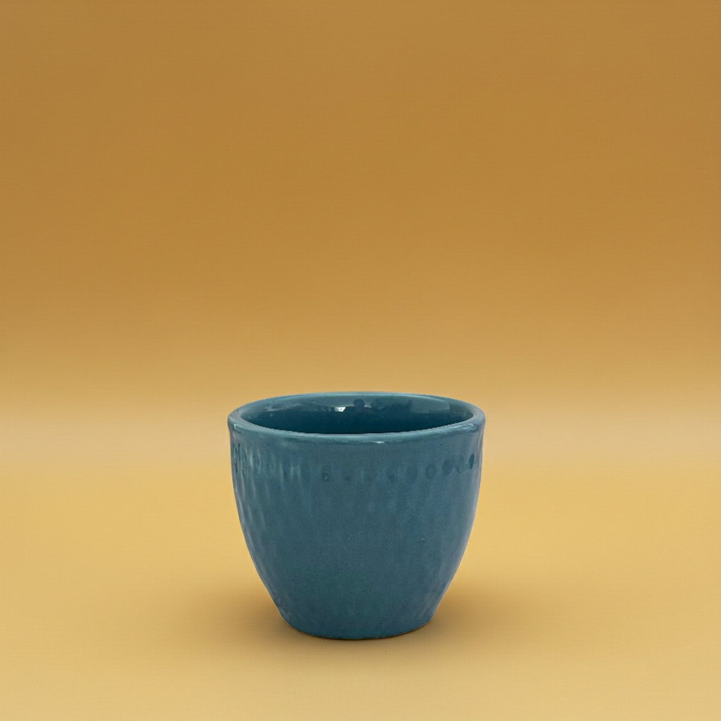 Maceta pequeña cerámica azul