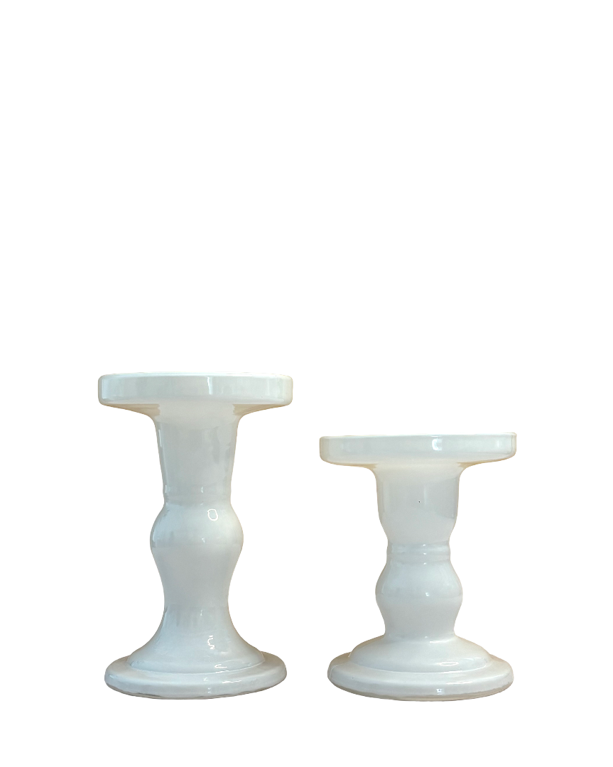 Set de candelabros de vidrio