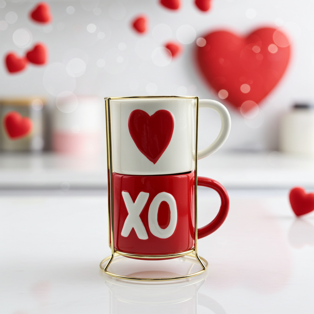 Set de Tazas de cerámica con base de metal XOXO