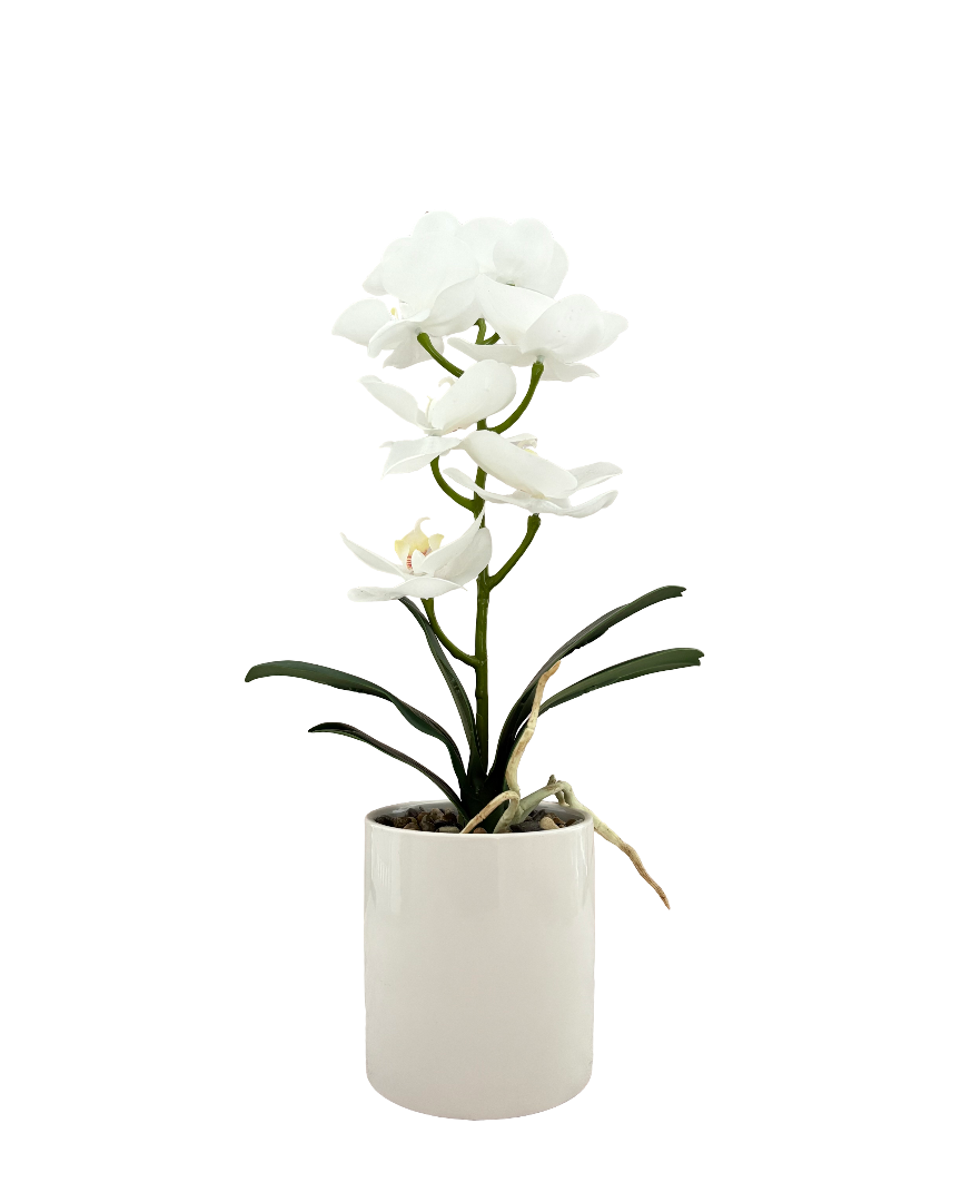 Arreglo orquídea blanca artificial