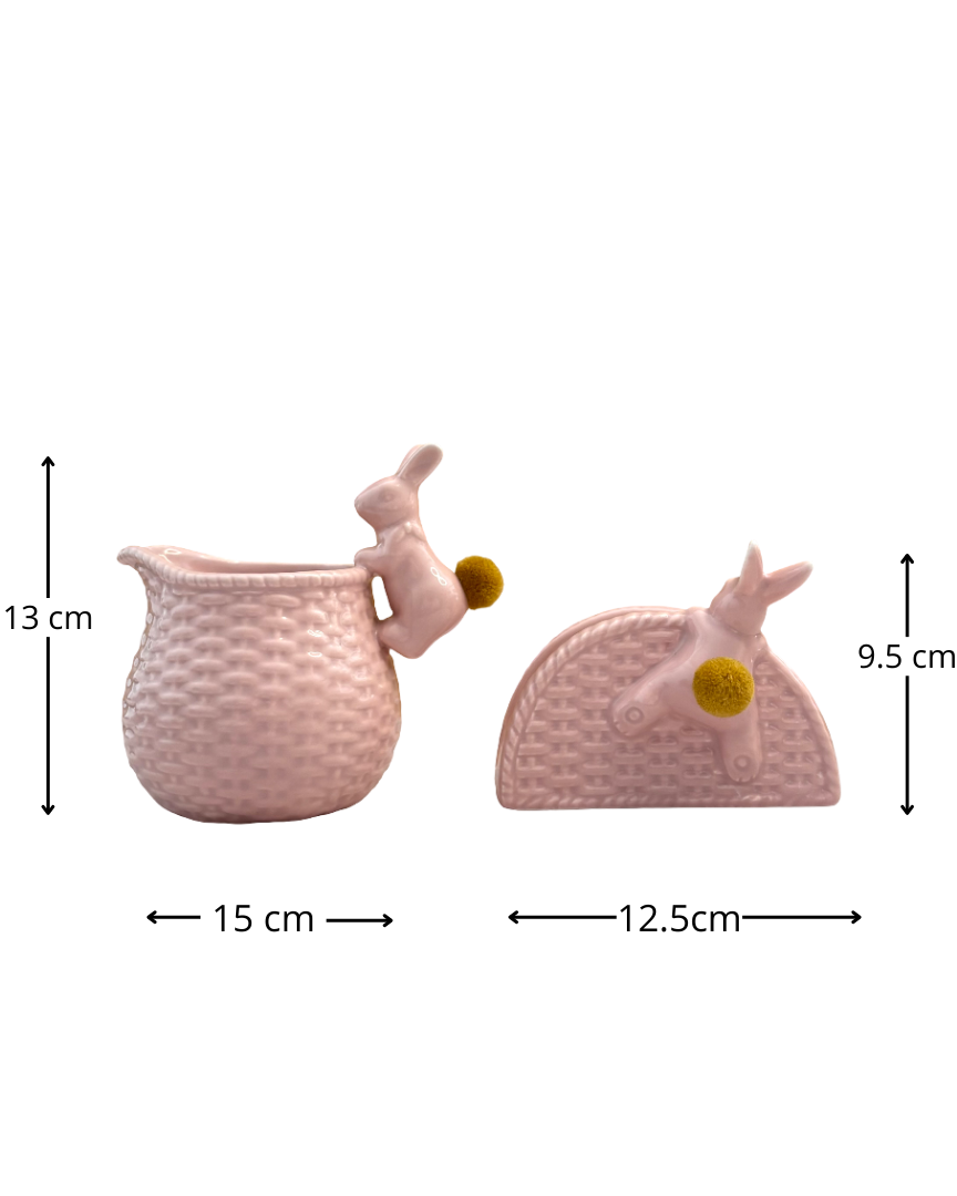 Set de Cremera y Servilletero  de cerámica Pascua