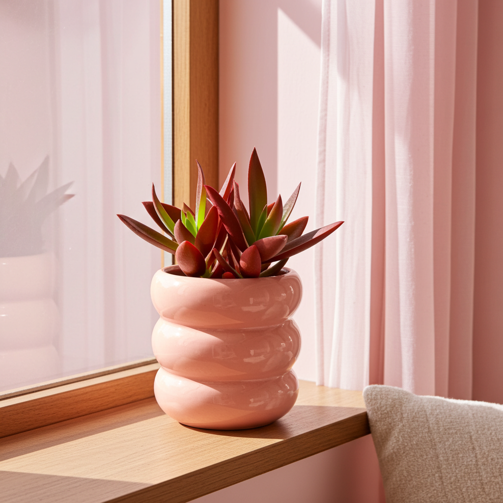 Maceta de cerámica rosa chica Buba